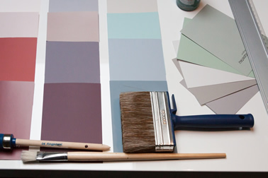 Photo of a paint color palette.